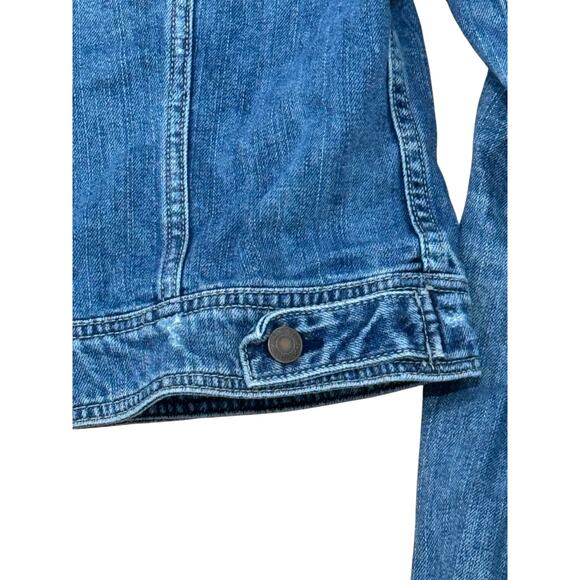 American Eagle Jean Jacket Womens Cropped Distressed Trucker Sz M - Picture 4 of 6